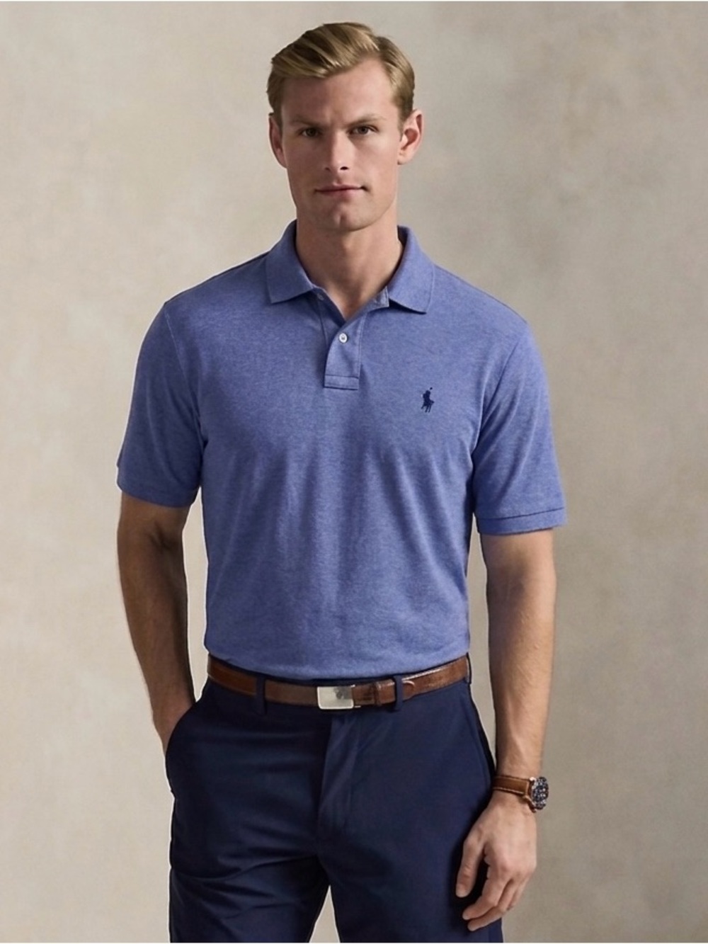 Polo Ralph Lauren Short Sleeve Custom Fit Polo Shirt | Blue Heather